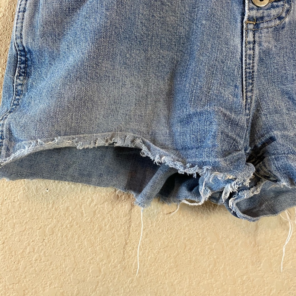 Lee Riveted Four Button Closure High Rise Cut Off Distressed Cotton Shorts 28” - Picture 7 of 14